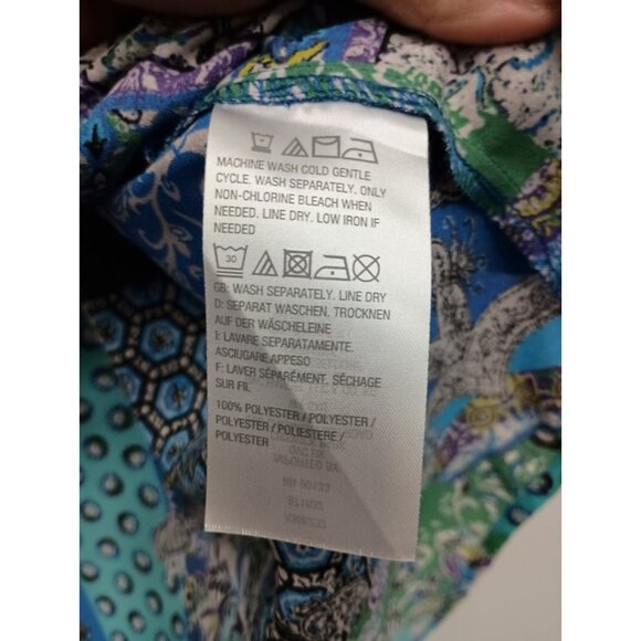 Joan Rivers Womens BOHO Tunic Top Size 20W Blue Floral Long Sleeve Button Up - Picture 4 of 6